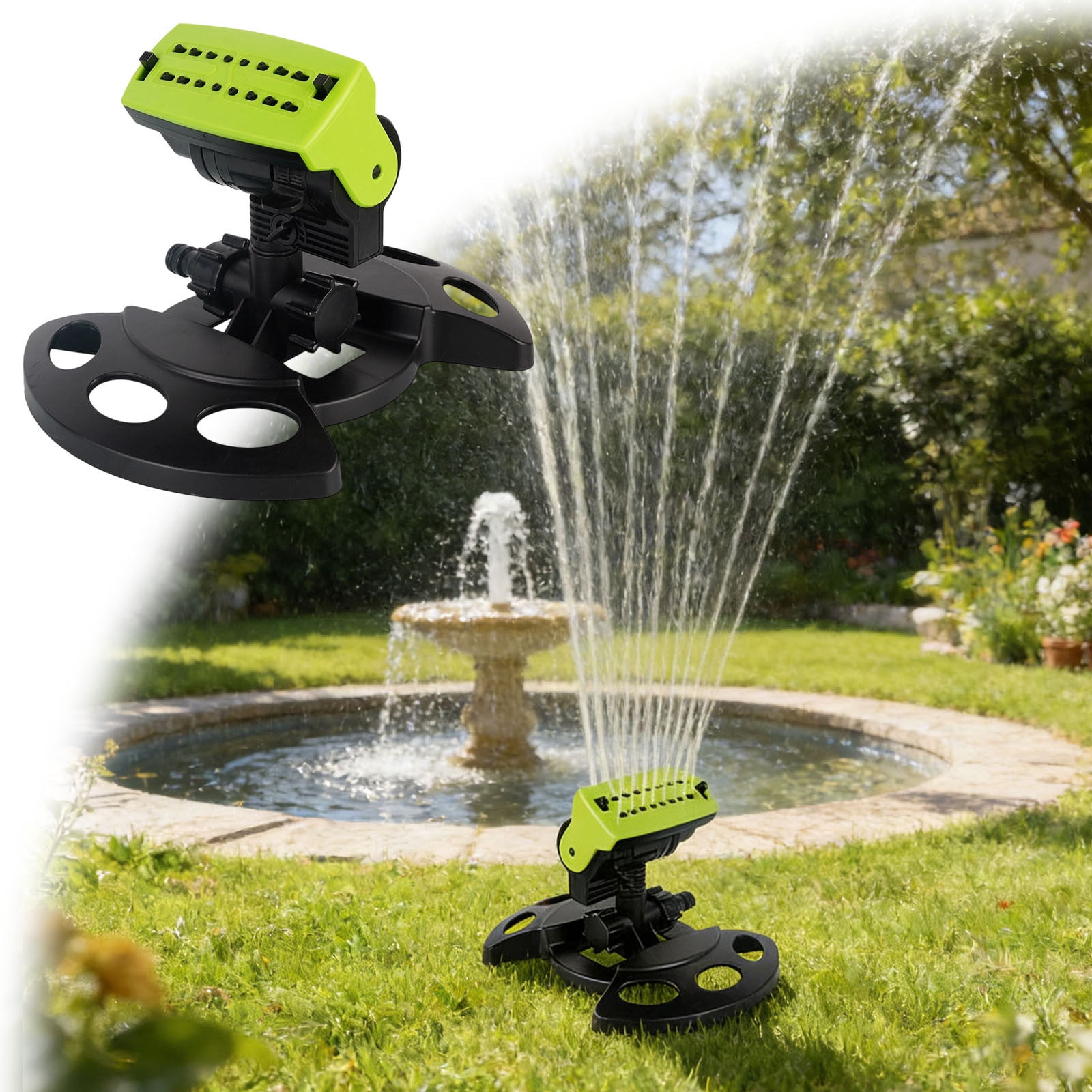 YANDE-2026 Upgraded 16-Nozzle Oscillating Sprinkler with Dual-Zone Sprinkler Water Timer, Mini Turbo Oscillating Water Sprinklers for Lawn Yard Garden Watering (Green)