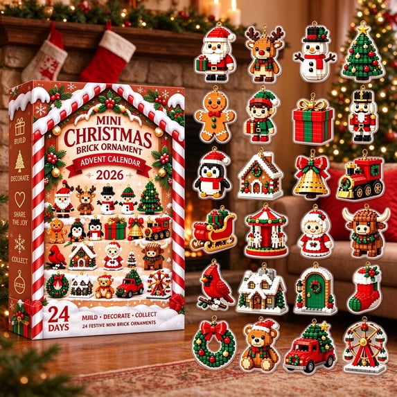 YANDE - 24-Day 2D Mini Christmas Brick Ornament advent calendar 2026 ...