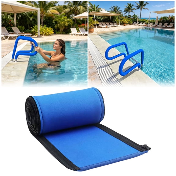 YANDE-47.2in Neoprene Pool Rail Protector, Zippered Anti- Handrail Grip Cover, Weatherproof Insulated Safety Sleeve for Swimming Pool Handrails and Ladders (A)