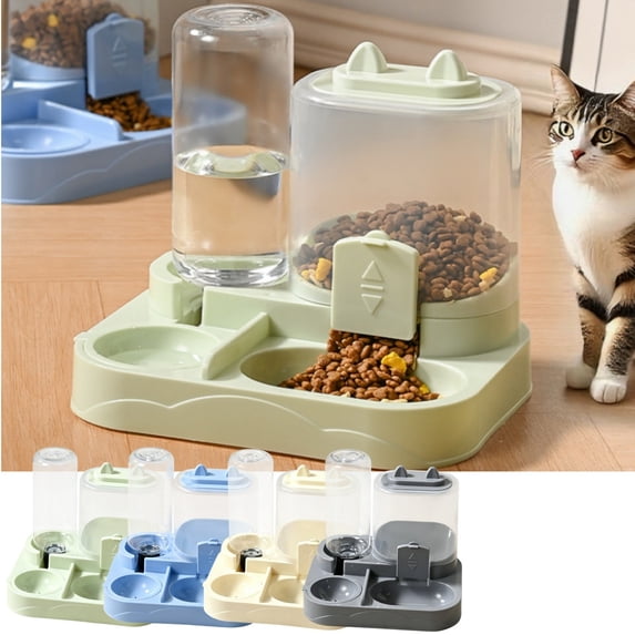 YANDE - 8.3 Inch Leak Proof Auto Refill Pet Food Bowl, Portable Dual Purpose Eating Drinking Container for Indoor Small Pets Feeding (Yellow)