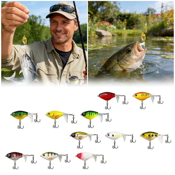 YANDE - 8cm Lifelike Propeller Tail Fishing Lure, 1pc Hard Swimbait Tackle, Suitable for Bass Trout Freshwater Saltwater Lake River Pond Fishing (H)