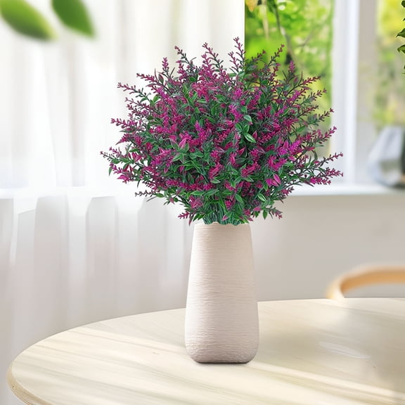 YANDE-8pcs Magenta Artificial Flower Bush, 13.78" Tall Floral Spray with Lush Blooms, Non-Fading Decor for Home Garden Wedding