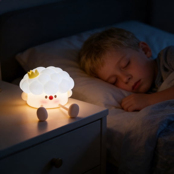 YANDE-Night lightsss - Cute Cartoon Bedroom Lamp, Silicone Clap Touch Light, Dimmable Bedside Atmosphere Decor | Bedrooms Playroom Sleep for Bedroom Playroom Sleep (White)