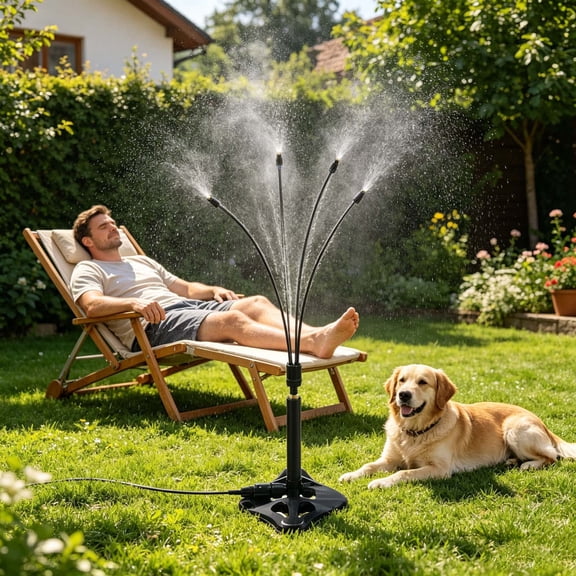 YANDE - Standing Misters for Outside Patio, 2 FT Portable Stand Misting System for Cooling Outdoor, Stand Mist Line Long Water Sprinklers Patio Misters for Garden Backyard BBQ Party Pool Beach (A)