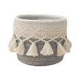 thumbnail image 1 of YANDERound Woven Cotton Rope Desktop Storage Basket with Tassel Fringe, 1pc Small Organizer for Makeup Brushes Cosmetics and Home Countertop Use, Storage Baskets for Organizing (Gray), 1 of 3