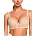thumbnail image 1 of YANDW Minimizer Sheer Mesh Bras for Women Underwire Plunge Lifting Plus Size Bra, Beige 36C, 1 of 7