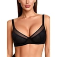 thumbnail image 1 of YANDW Minimizer Sheer Mesh Bras for Women Underwire Plunge Lifting Plus Size Bra, Black 40E, 1 of 7