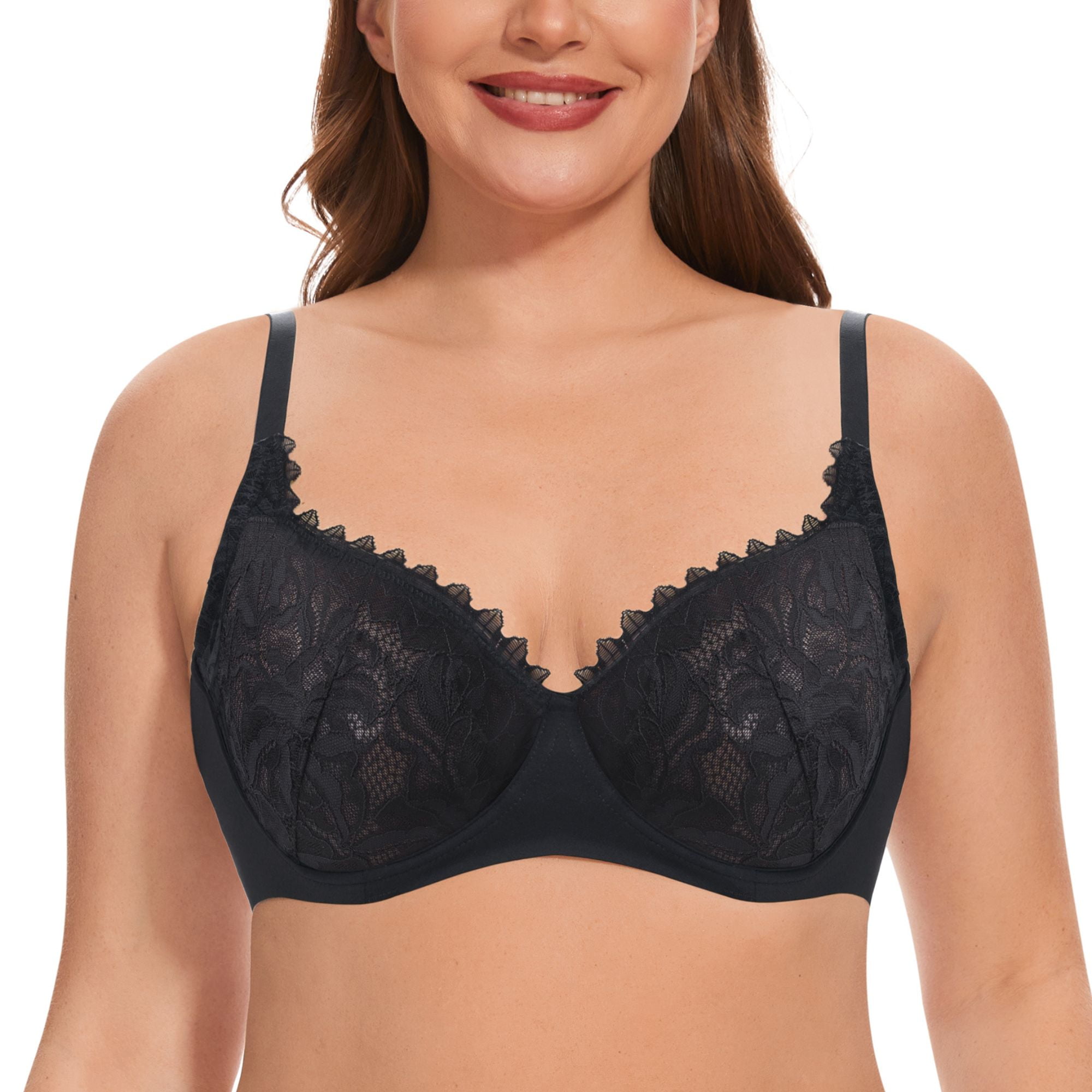 Chantelle Day To Night Full Coverage Unlined Lace Bra - Black, 44D - Comfort & Support