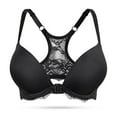 thumbnail image 1 of YANDW Push Up Front Closure Plunge Bras for Women Thick Padded Lace Racerback Underwire Bra, Black 34B, 1 of 5