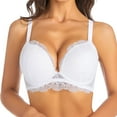 thumbnail image 1 of YANDW Push Up Lace Bras Comfort Thick Padded Underwire Add One Cup Bra for Women, White 38E, 1 of 5