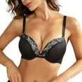 thumbnail image 1 of YANDW Push-up Padded Bras for Women Plunged Underwire Support Bra Add One Cups, Black 38C, 1 of 9