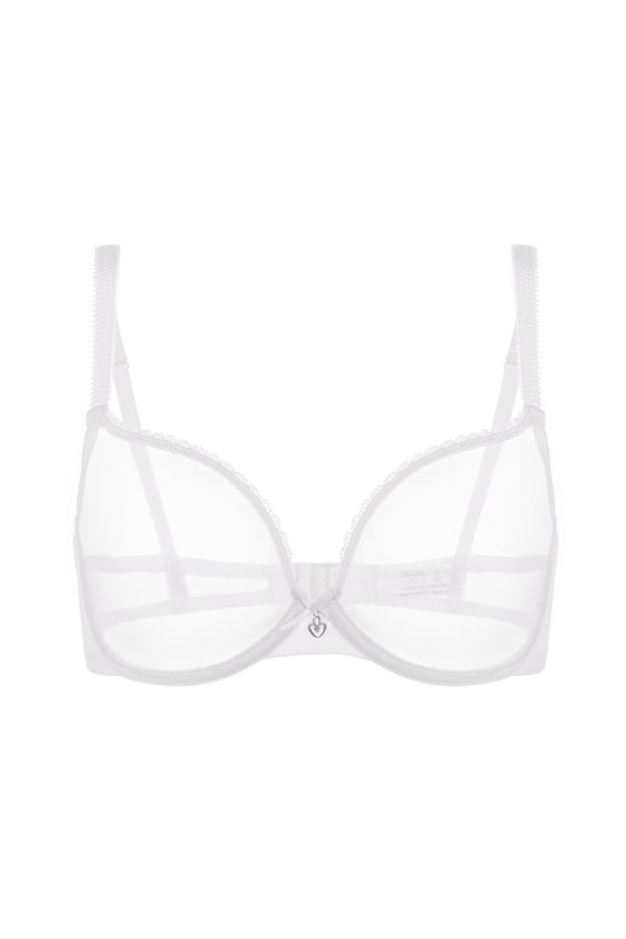 Sexy Sheer See Through Bras Unlined Underwire Lace Mesh Non Padded Plus Sizes Bralette 34F, White