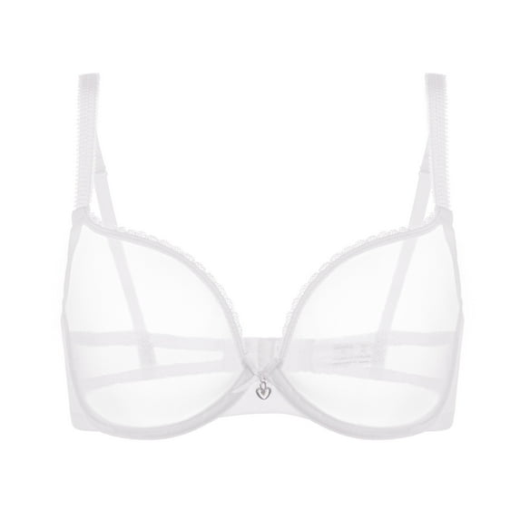 YANDW Sexy Sheer See Through Bras Unlined Underwire Lace Mesh Non Padded Plus Sizes Bralette 36D, White