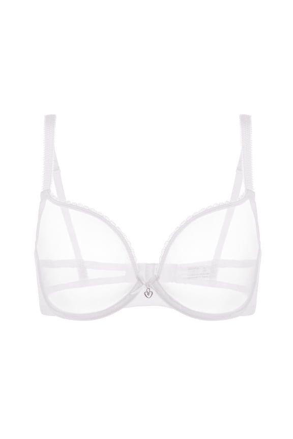 Sexy Sheer See Through Bras Unlined Underwire Lace Mesh Non Padded Plus Sizes Bralette 44C, White