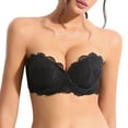 thumbnail image 1 of YANDW Strapless Push Up Bra Lace Underwire Thick Padded Multiway Bra for Women, Black 32A, 1 of 7