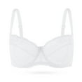 thumbnail image 1 of YANDW Plus Size Unlined Balconette Bra Lace Demi Bralettes Underwire Bras for Women, White 36D, 1 of 7