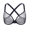 thumbnail image 1 of YANDW Women's Front Closure Sheer Mesh Bra Racerback See Through Unlined Plus Size Bralette Underwire, Black 34D, 1 of 7