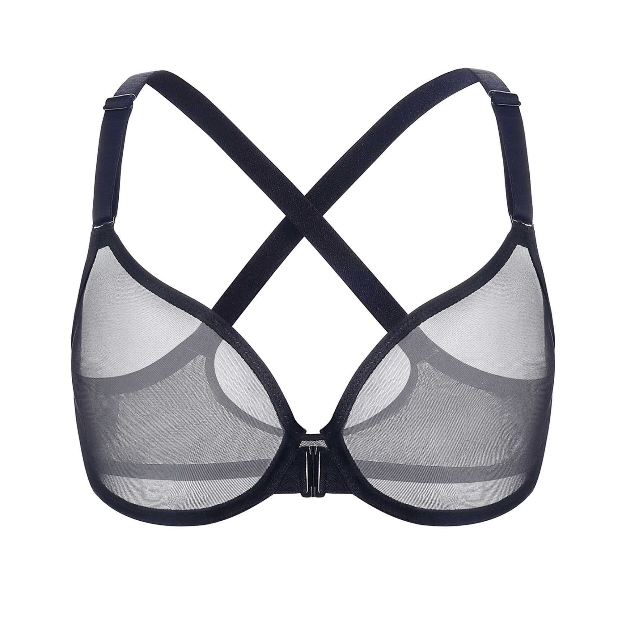YANDW Women s Front Closure Sheer Mesh Bra Racerback See Through 