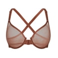thumbnail image 1 of YANDW Women's Front Closure Sheer Mesh Bra Racerback See Through Unlined Plus Size Bralette Underwire, Brown 44D, 1 of 7