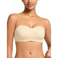 thumbnail image 1 of YANDW Women's Strapless Bandeau Bra Plus Sizes Underwire Seamless Bras Beige,42D, 1 of 7