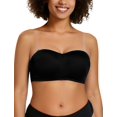 thumbnail image 1 of YANDW Women's Strapless Bandeau Bra Plus Sizes Underwire Seamless Bras Black,36DD, 1 of 8