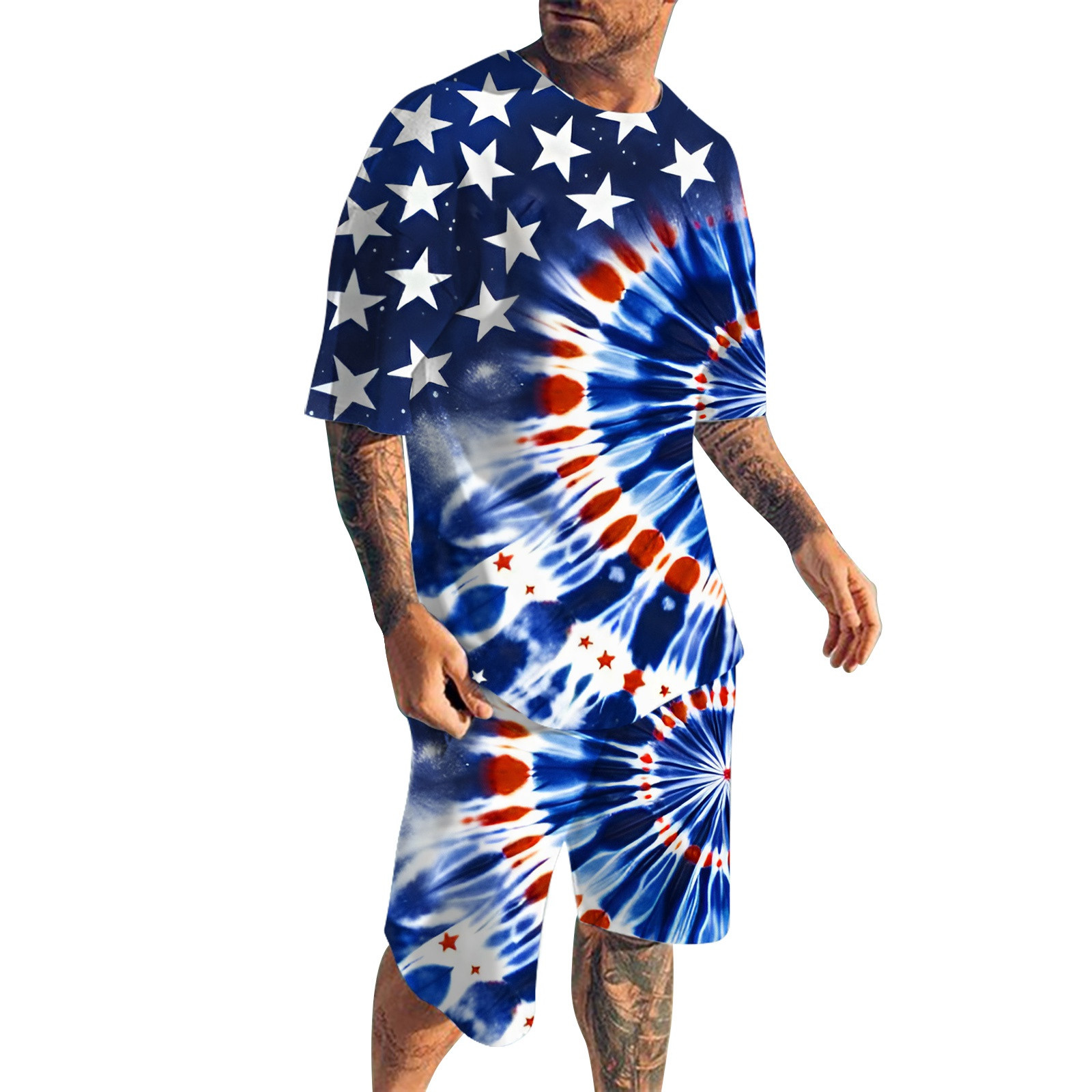 YANG Mens 2 Piece Outfits Patriotic Sets 4th of July Muscle Tee Shirts ...