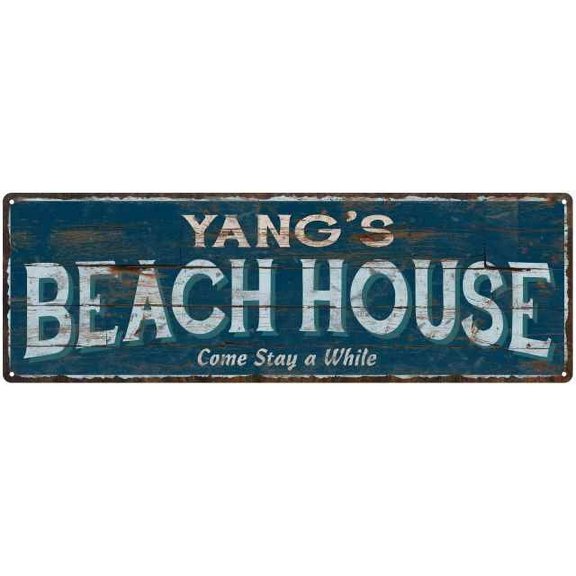 YANG'S Beach House Blue Rustic Cabin Home Decor 8x24 Metal 108240026397
