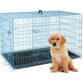 thumbnail image 1 of YANG2， 24 Inch Dog Crates for Small Dogs Folding Metal Wire Crates Dog Kennels Outdoor and Indoor Pet Dog Cage Crate with Double-Door,Divider Panel, Removable Tray and Handle,Blue, 1 of 8