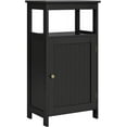 thumbnail image 1 of YANG2 4-Tier Bathroom Floor Storage Cabinet, Bathroom Free Standing Storage Organizer with Single Door and Adjustable Shelf, Narrow Side Cabinet for Living Room, Kitchen, Hallway-Black, 1 of 9