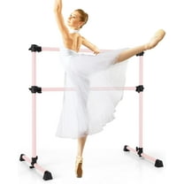 YANG2 4FT Ballet Barre Portable, Freestanding Double Ballet Barre Height Adjustable with Anti Slip Base, Heavy Duty Stretch Dance Bar for Home Workout Pink