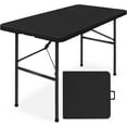 thumbnail image 1 of YANG2 8ft Plastic Folding Table, Indoor Outdoor Heavy Duty Portable w/Handle, Lock for Picnic, Party, Pong, Camping - Black, 1 of 15