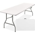 thumbnail image 1 of YANG2 8ft Plastic Folding Table, Indoor Outdoor Heavy Duty Portable w/Handle, Lock for Picnic, Party, Pong, Camping - Black, 1 of 14