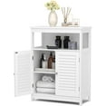 thumbnail image 1 of YANG2 Bathroom Floor Cabinet, Wooden Storage Cabinet with Double Shutter Doors & 3-Position Adjustable Shelf, Side Storage Organizer Cabinet, 23.5 x 12 x 31.5 inches (White), 1 of 10