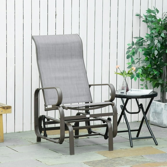 YANG2 Comfortable Patio Glider Swing Chair Lounger, Porch Rocker with Durable Outdoor Sling Fabric, Ideal for Relaxing in Gardens or on Decks - Dimensions: 23.5" W x 29.5" D x 41" H,Grey