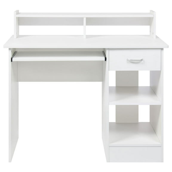 YANG2 Computer Desk Home Office Study Table Writing Laptop Desk w/ Drawers Storages,(43.3 x 19.69 x 37.4)"(L x W x H),white