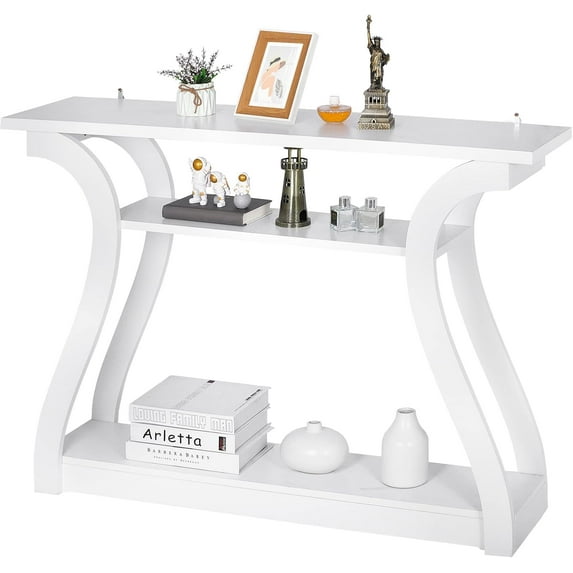 YANG2, Console Table, Entryway Table with 3 Tier Storage Shelves, Narrow Long Sofa Table for Entryway, Living Room, Hallway, Couch, Foyer, White