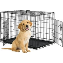 YANG2| Dog Crate | 24" | Black | Foldable Metal Kennel with Double Doors, Secure Slide-Bolt Latches, Leakproof Tray | Portable Dog Cage for Small Breeds | for Travel, Indoor & Outdoor Use