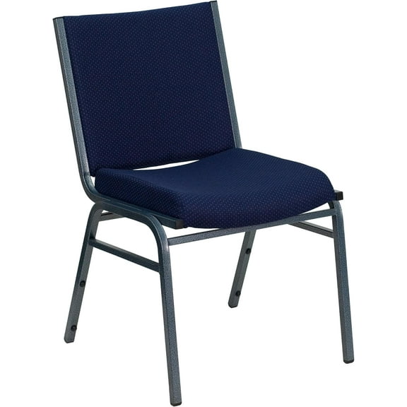YANG2 Heavy Duty Stack Chair, Set of 1 - Commercial-Grade Steel Frame, 1100lbs Weight Capacity, Non-Slip Leg Caps, Indoor/Outdoor Stackable Seating for Event Venues, Cafes, Navy Blue Patterned Fabric