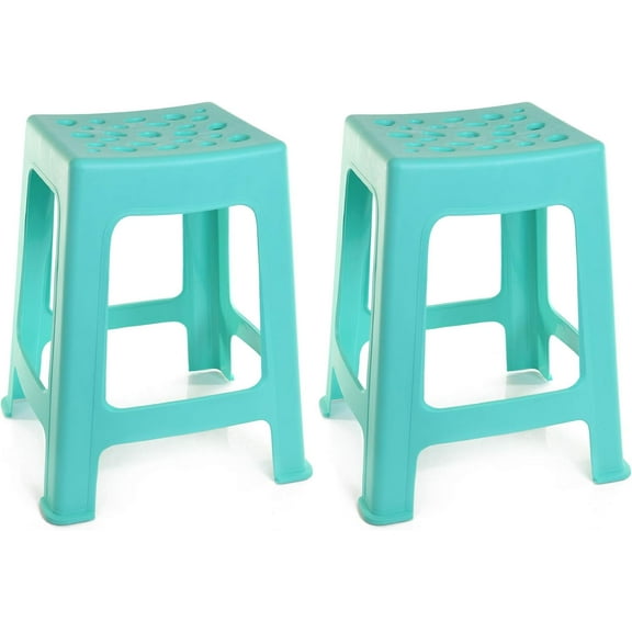YANG2 Home 2-Pack Light Duty Plastic Stools - Stackable, Non-Slip, Multipurpose for Kitchen, Bathroom- Lightweight & Durable(18in Height, Teal)