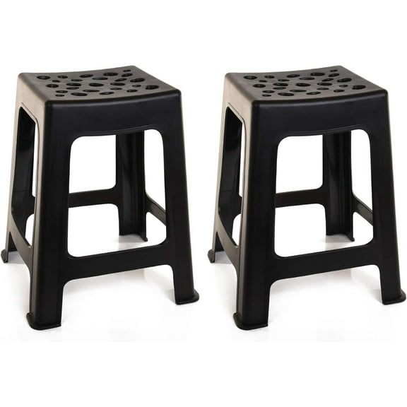 YANG2 Home Light Duty Plastic Stools 2pk-18in Height-Black