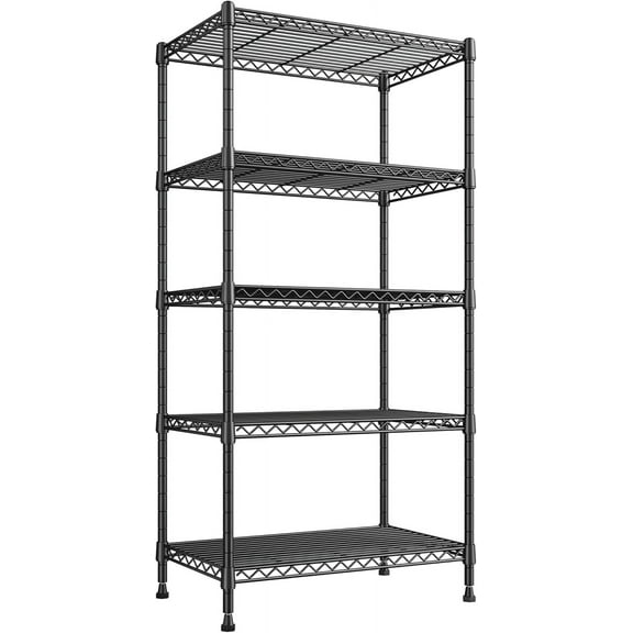 YANG2 Metal Shelving 5 Tier Wire Sturdy Storage Shelves Adjustable Steel Organizer Wire Rack for Kitchen Laundry Room Storage Room Black 63“Hx 21.65“L x 11.8”D