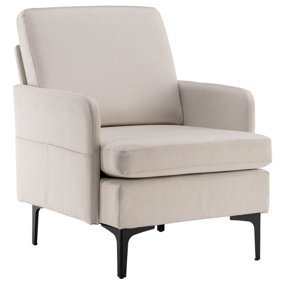 YANG2 Morden Armchair Single Sofa Lounge Accent Chair Linen Fabric 4 Colors Choose,(31.1*26.77*34.65)"(L x W x H),Beige