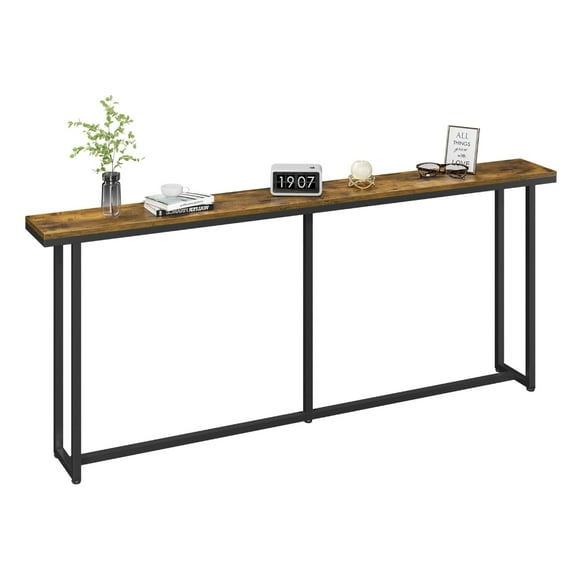 YANG2 Narrow Console Table with Sturdy Metal Frame, 63 Inch Extra Long Entryway Sofa Table for Behind Couch, Hallway, Living Room, Rustic Brown