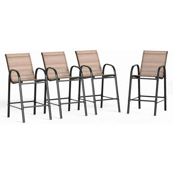 YANG2 Outdoor Bar Stool Set - High-Back Textilene Chairs & Weatherproof Steel Frame, 330lb Capacity Patio Furniture for Backyard/Balcony/Porch, Quick Assembly & Rust-Resistant