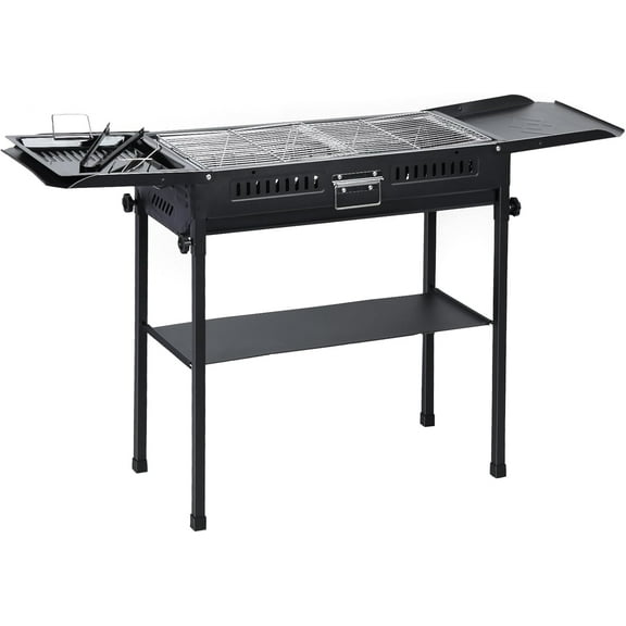 YANG2 Portable Folded BBQ Grill Large, Long Grill, Charcoal Grill, Foldable Side Board Camping Barbecue Grill for Garden Backyard Party Picnic Outdoor Cooking Use 47inch (47'')