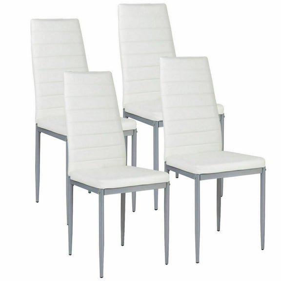 YANG2 Set of 4 Dining Room Chairs Kitchen Chairs PU Leather Breakfast Furniture White