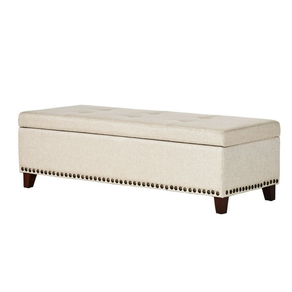 YANG2 Storage Ottoman Bench, 51" Rectangle Long Bench, for Bedroom, End Foot of Bed, Living Room, Entryway, Beige