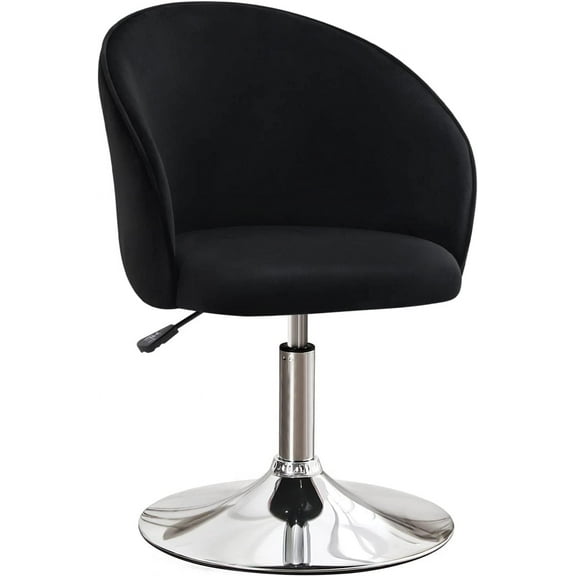 YANG2 Swivel Vanity Stool Contemporary Round Velvet Back Tilt Accent Chairs 360° Makeup Chair with Chrome Frame Height Adjustable Charming Chair Lounge Pub Bar-Velvet-black