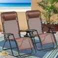 thumbnail image 1 of YANG2 Zero Gravity Chairs Set of 2, 350lbs Capacity Folding Outdoor Patio Recliner with Adjustable Headrest & Cup Holder, Anti Gravity Chair for Backyard, Poolside-Brown, 1 of 8
