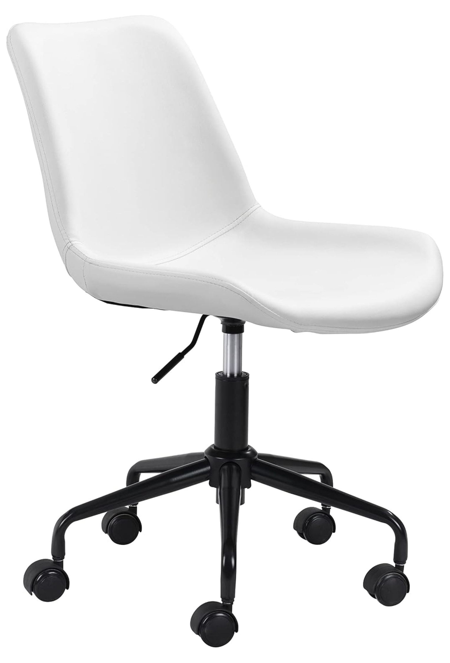 White Matte Metal Curved Office Desk Chair